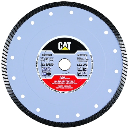 Caterpillar 200 Trade Turbo Hard Materials Diamond Blade 9-In - 230mm DA30306U